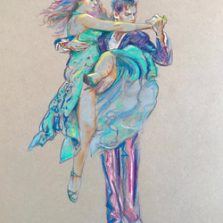 『 tango 4 』原画のみ　＃アート＃原画＃＃絵画＃パステル＃タンゴ＃ダンサー＃ラテン 1枚目の画像