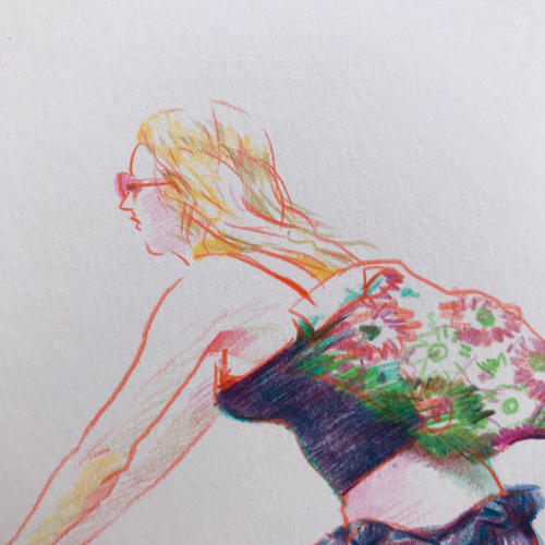 cycling』＃原画＃一点物＃絵画＃イラスト＃色鉛筆＃自転車 絵画