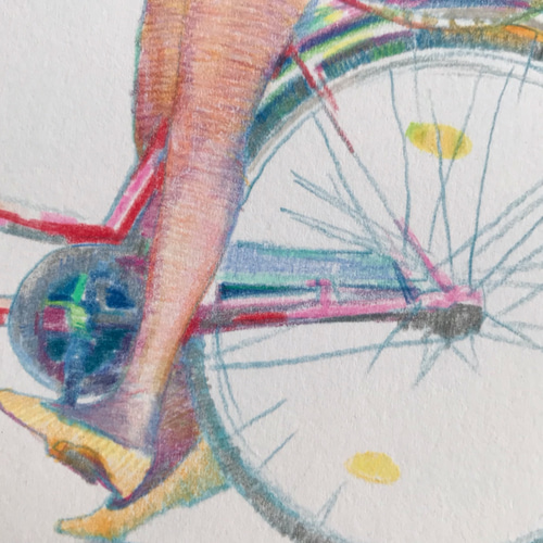 cycling』＃原画＃一点物＃絵画＃イラスト＃色鉛筆＃自転車 絵画