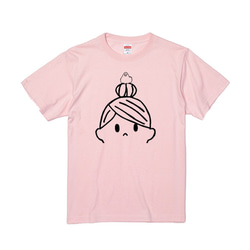 文鳥Tシャツ  「お団子ヘアとおだんご文鳥」 【受注生産】 2枚目の画像