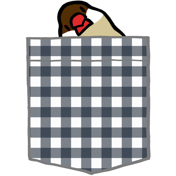 Java Sparrow Polo 衫“Pocket-style Sudden Java Sparrow”靛藍黑格紋 [定做] 第5張的照片