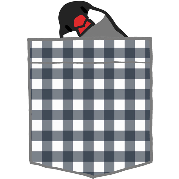 Java Sparrow Polo 衫“Pocket-style Sudden Java Sparrow”黑色黑色格子【定做】 第3張的照片
