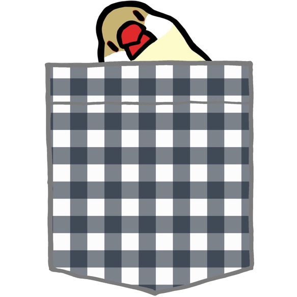 Java Sparrow Polo 衫“Pocket-style Sudden Java Sparrow”黑色黑色格子【定做】 第6張的照片