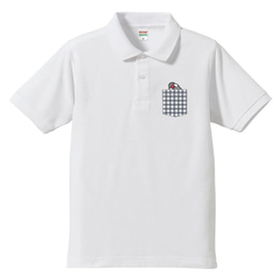 Java Sparrow Polo 衫“Pocket Style Sudden Java Sparrow”白黑格子【定做】 第1張的照片