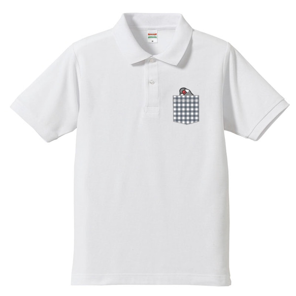 Java Sparrow Polo 衫“Pocket Style Sudden Java Sparrow”白黑格子【定做】 第1張的照片