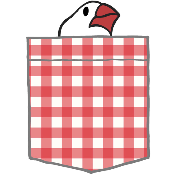 Java sparrow polo 衫“Pocket style Java sparrow”靛藍紅格紋 [定做] 第2張的照片