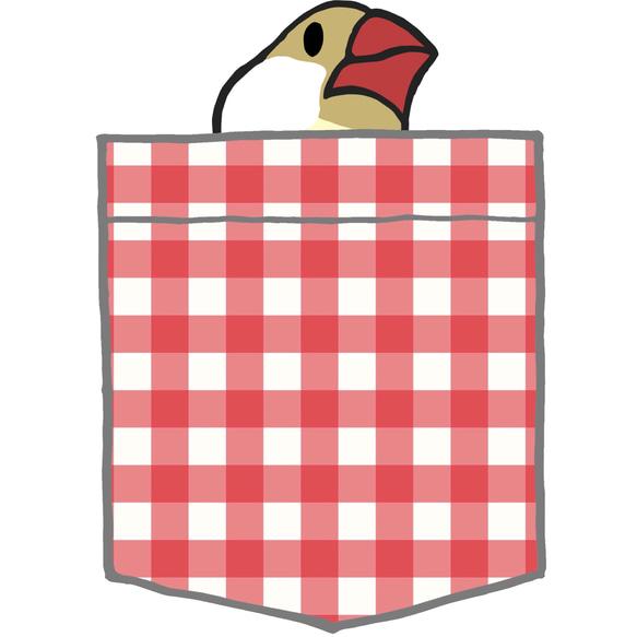 Java sparrow polo 衫“Pocket style Java sparrow”靛藍紅格紋 [定做] 第6張的照片