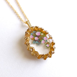 【売約済み】桃色の花のネックレス 3枚目の画像