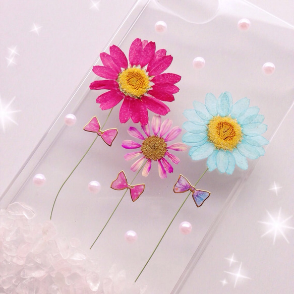 iPhone8 iPhone7 iPhone6/6sケース♡きいろのセカイ★押し花iPhoneケース 5枚目の画像