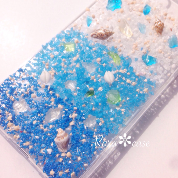 琉球ガラス海デザイン♡iPhoneケース♡スマホケース 2枚目の画像