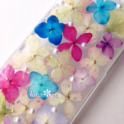 押し花iPhone7ケース♡一面の秋色紫陽花 2枚目の画像