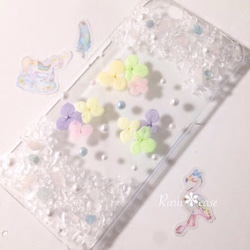 押し花と天然石のiPhone7ケース♡花と雪の女王♡ 5枚目の画像