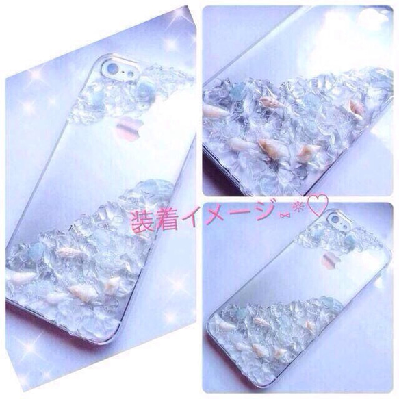 新作♡押し花と天然石のiPhoneケース♡氷花 5枚目の画像