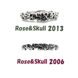 スカル&ローズ 真鍮製 デザインリング かわかっこいいと男女に人気 キュートな手彫り 骸骨と薔薇 バラ 小さな骸骨 10枚目の画像