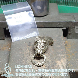 目の石カラー選べる オッドアイ人気 百獣の王 猛々しい ライオン ペンダント ライオンヘッド 真鍮 ジュエリー アクセ 9枚目の画像