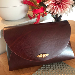 受注製作】革の宝石ルガトショルダーのコロンとしたクラッチバッグL  