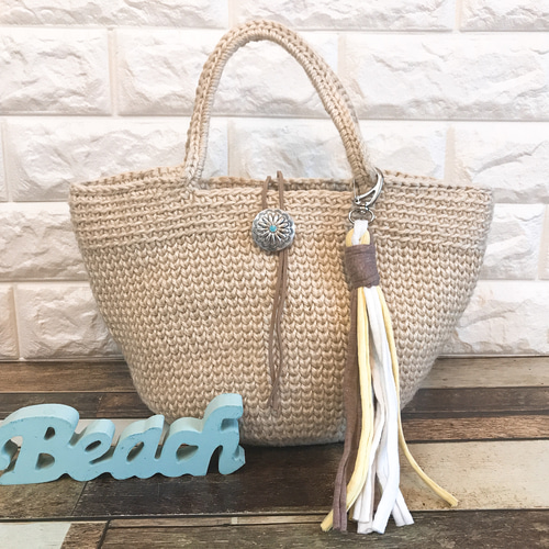 麻紐ナチュラルベージュのかっちりカゴバック。 かごバッグ Chiaki77  