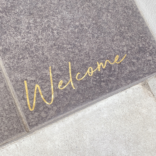 人気No.1【 Welcome 】真鍮風ステッカー 何処にでも貼れる ステッカー