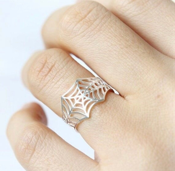 スパイダーマン イメージ】蜘蛛の巣 シルバーリング