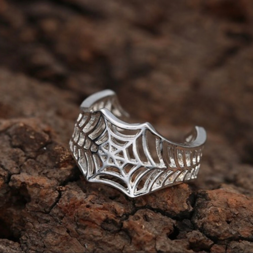 スパイダーマン イメージ】蜘蛛の巣 シルバーリング フリーサイズ 指輪