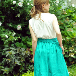 リネンギャザースカート（ユーカリ）／ふんわり、たっぷり、きれいなギャザースカート 4枚目の画像