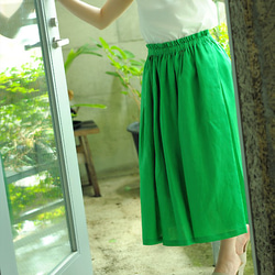 リネンギャザースカート（ドラセナ）／ふんわり、たっぷり、きれいなギャザースカート 2枚目の画像