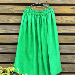 リネンギャザースカート（ドラセナ）／ふんわり、たっぷり、きれいなギャザースカート 8枚目の画像
