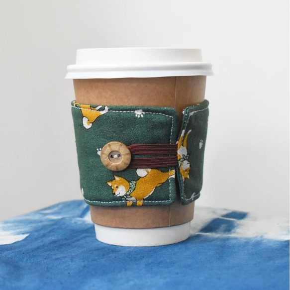 コーヒーカップセット - ダークグリーン柴犬 1枚目の画像