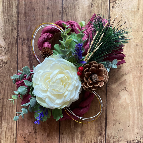 お正月リース♪No.21 しめ縄リース、お正月飾り、造花No.21