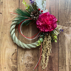 No. 65 稲穂たっぷり！わら製しめ縄リース2022 ハンドメイドお正月飾り