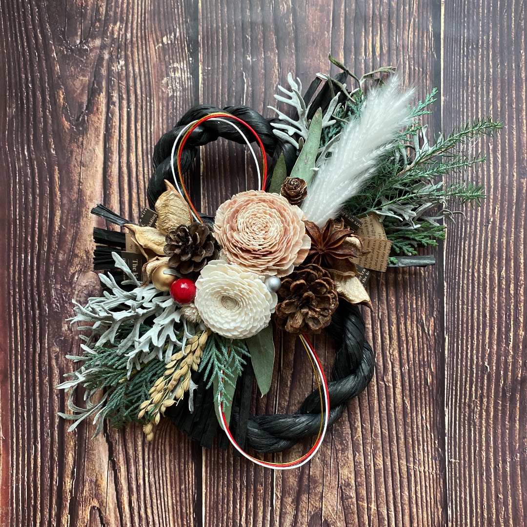 ＊Natural＊ミニバラと千日紅のホワイトリース☆ドライフラワーリース Natural＊ミニバラと千日紅のホワイトリース☆ドライフラワーリース