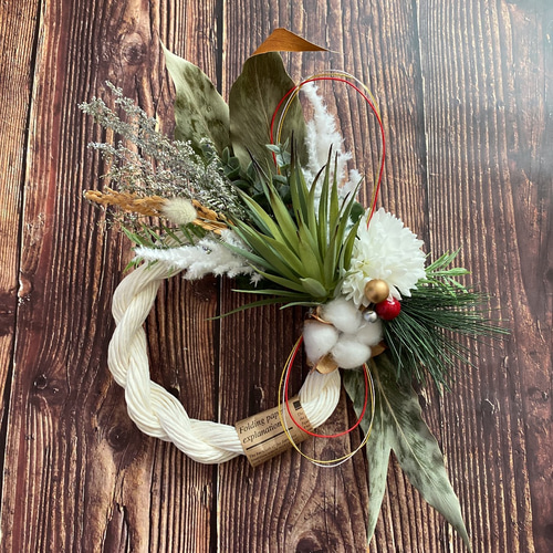No. 259 ドライフラワーしめ縄リース2022 ハンドメイドお正月飾り