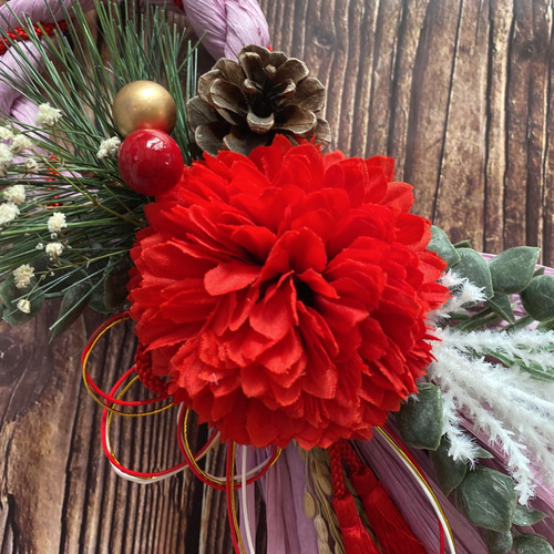 No. 300 カラースワッグしめ縄リース2022 ハンドメイドお正月飾り