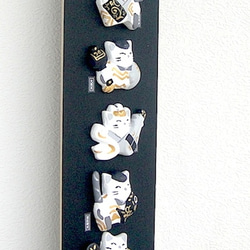 七福神猫　シロ−０７（ブラックベース） 2枚目の画像