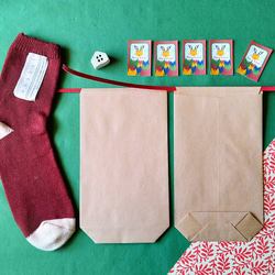 【クリスマスラベル】米袋みたいな紙袋５枚セット。お菓子のプレゼントに。おにぎりやお菓子を入れてお出かけにも。 4枚目の画像