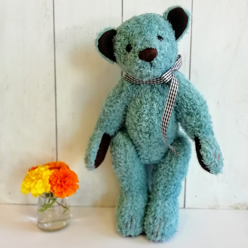 テディベア☆ミントグリーンのくまさん 33cm くまのぬいぐるみ クマ