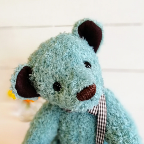 テディベア☆ミントグリーンのくまさん 33cm くまのぬいぐるみ
