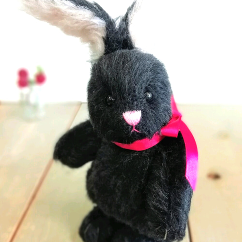 黒うさぎ☆アンティークのようなモヘア 20cm テディラビット 