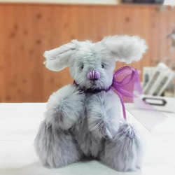 ピンクのうさぎ☆毛先が濃いピンクに染まったモヘア 20cm テディ