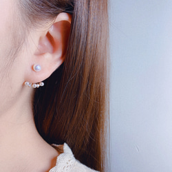 手作日系天然淡水珍珠鋯石後戴式精緻氣質耳環 第10張的照片