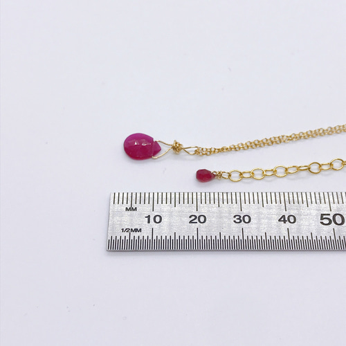 38cm】14KGF ルビー ペンダントトップ ネックレス≪152