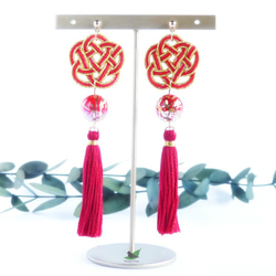 平梅結びの水引ピアス～赤～ ピアス（その他） mojopu-village 通販