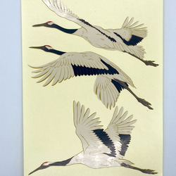 日本画オリジナルステッカー 飛翔鶴 サイズ選択可 UV耐水仕様 輪郭