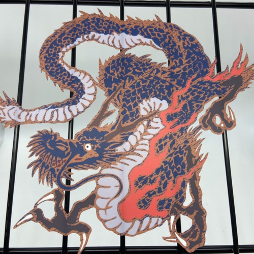 日本画オリジナルステッカー 龍 Sサイズ サイズ選択可能 UV耐水 輪郭