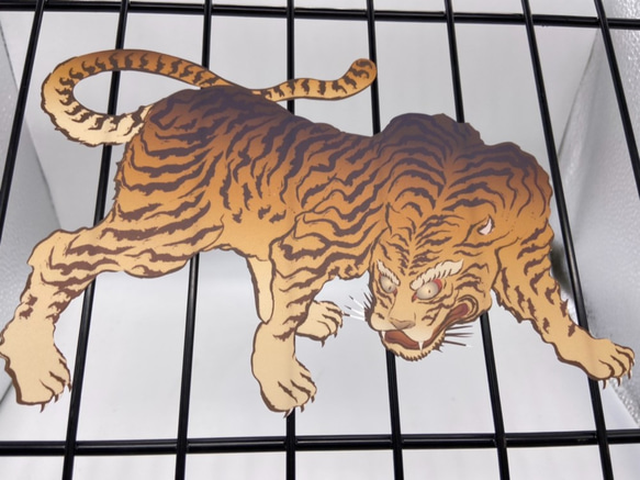 日本画オリジナルステッカー 虎 Sサイズ サイズ選択可能 UV耐水 輪郭