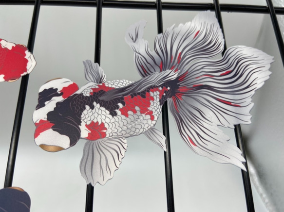 日本画オリジナルステッカー　金魚セット　Sサイズ　サイズ選択可能　UV耐水　輪郭カット済み 3枚目の画像