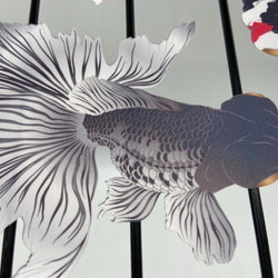 日本画オリジナルステッカー　金魚セット　Sサイズ　サイズ選択可能　UV耐水　輪郭カット済み 5枚目の画像
