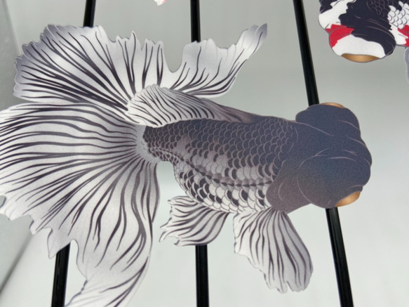 日本画オリジナルステッカー　金魚セット　Sサイズ　サイズ選択可能　UV耐水　輪郭カット済み 5枚目の画像