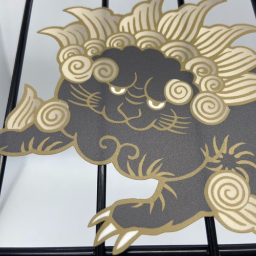 日本画オリジナルステッカー 唐獅子牡丹 Sサイズ サイズ選択可能 UV