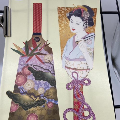 日本画オリジナルステッカー 羽子板セット Sサイズ サイズ選択可能 UV